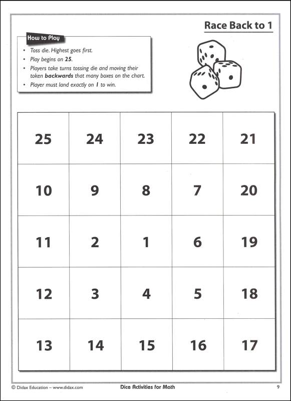 Dice Activities for Math with Reproducible Charts Didax 9781583242773