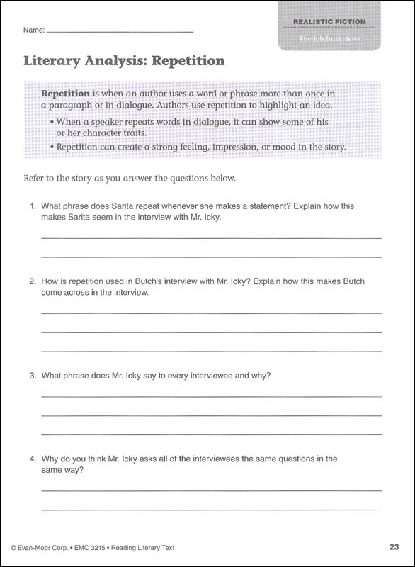 Reading Literary Text Grade 5 Teacher Core Lessons) Evan