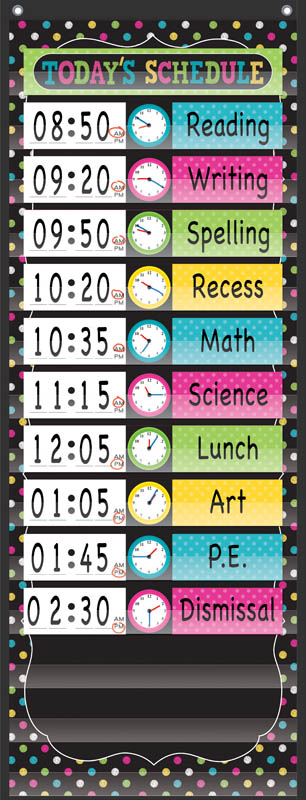 Chalkboard Brights14 Pocket Daily Schedule Pocket Chart