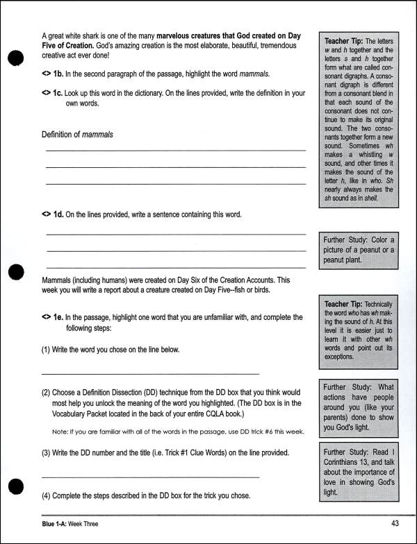 Character Quality Language Arts Level A (Blue Series) | Training for ...