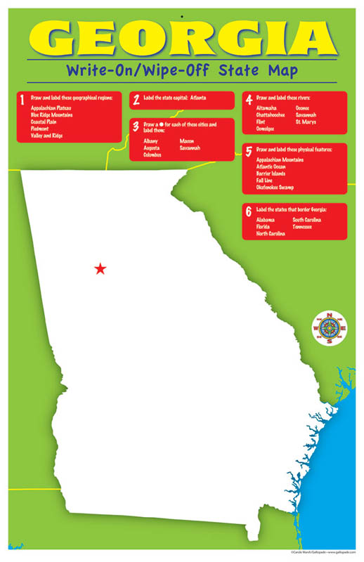 WriteOn/WipeOff Desk Mat State Map Gallopade