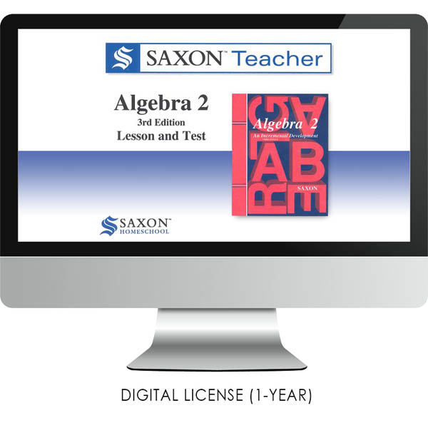 Saxon Math Homeschool Algebra 2 Teacher Digital License 1 Year Digital 3rd Edition