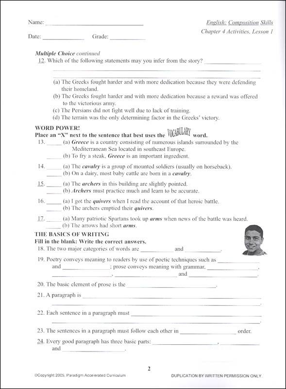 English II: Composition Skills Chapter 4 Activities | Paradigm ...