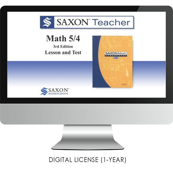 Saxon Math Homeschool Teacher Digital License 1 Year Digital Level 5/4 3rd Edition