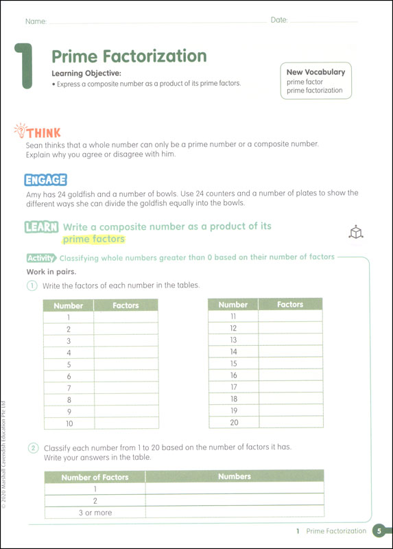 Math in Focus 2020 Student Edition Course 1A Marshall Cavendish