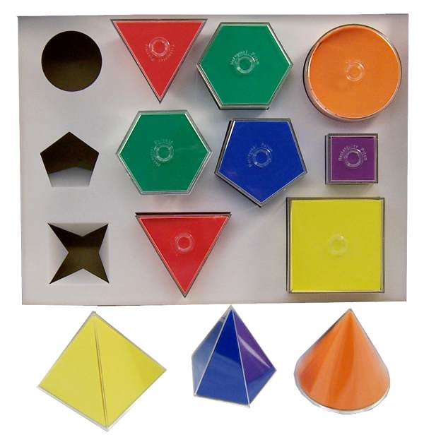 Folding 2D/3D Geometric Solids, 10cm. 11 shapes