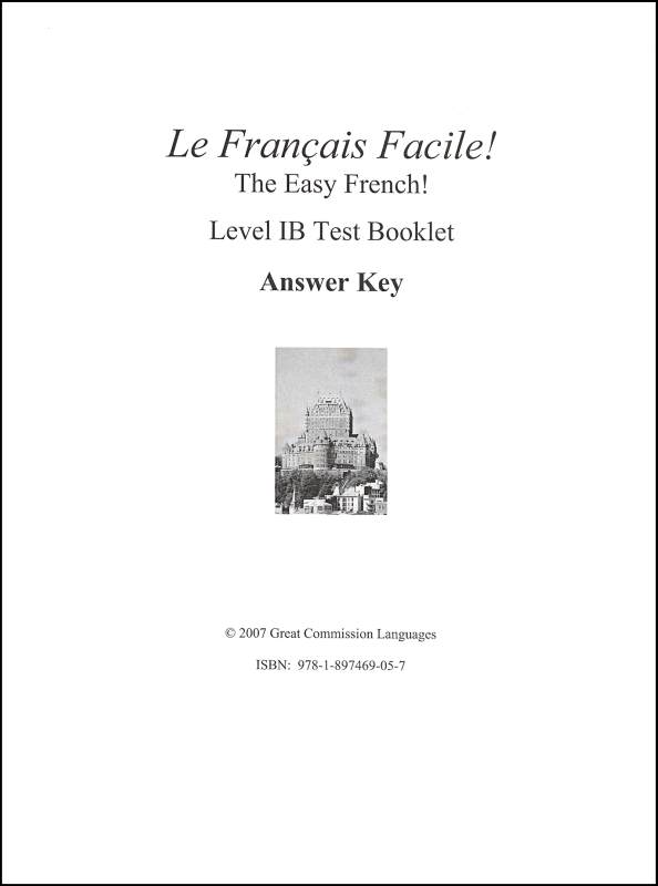 Easy French Level 1B Answer Key