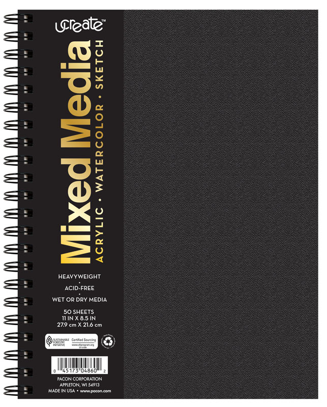 UCreate Poly Cover Mixed Media Heavyweight 11" X 8 1/2" 50 Sheets ...