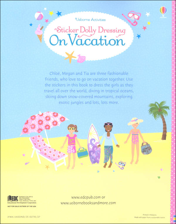 Sticker Dolly Dressing on Vacation Usborne 9780794537913
