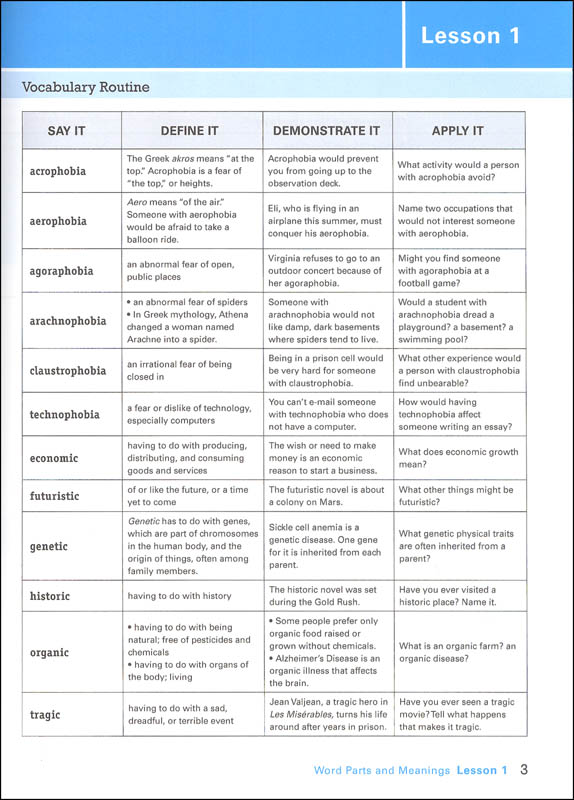 Words Their Way Vocabulary For Middle And High School Volume 1 