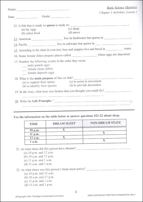 basic science mysteries chapter 2 activities paradigm accelerated