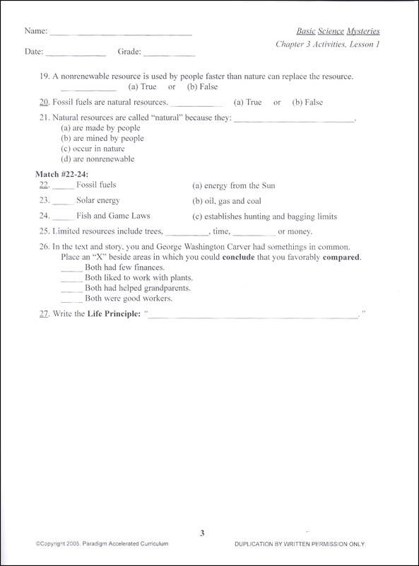 basic science mysteries chapter 3 activities paradigm accelerated