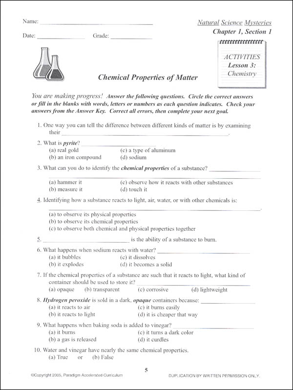 natural science mysteries chapter 1 activities paradigm accelerated