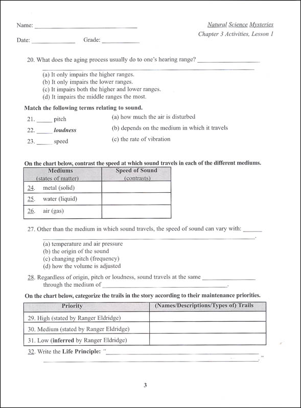 natural science mysteries chapter 3 activities paradigm accelerated
