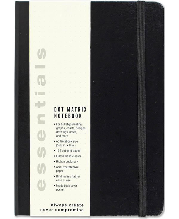 Dot Matrix Notebook - Large Black (Essentials)