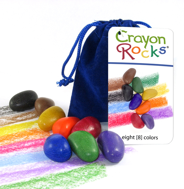 Crayon Rocks-8 Primary Colors Blue Velvet Bag