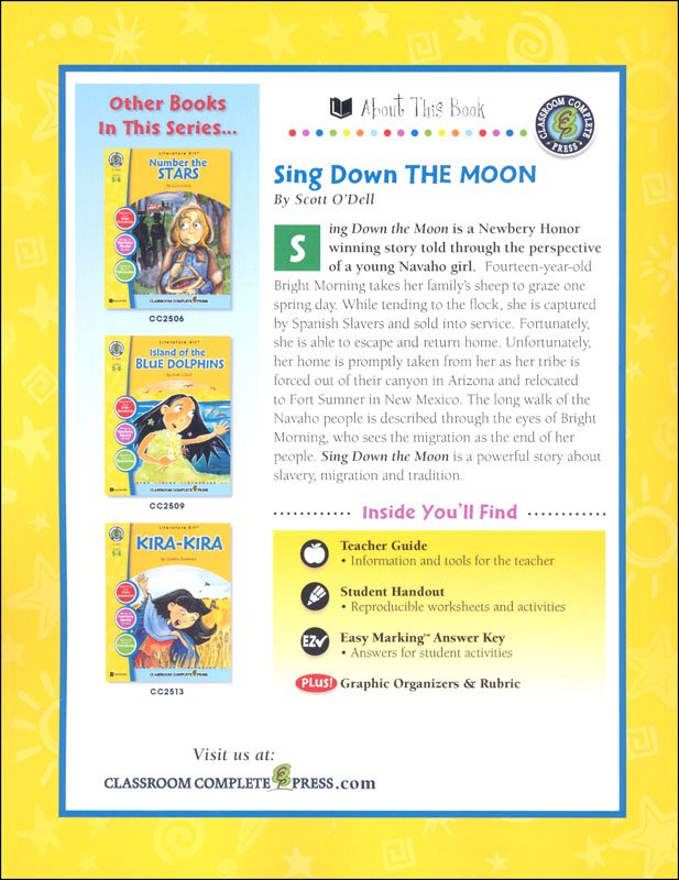 Sing Down The Moon Literature Kit Novel Study Guides Classroom Complete Press 9781771672481