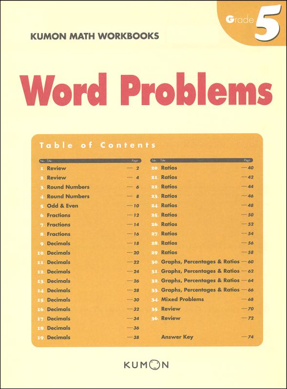 Word Problems Workbook - Grade 5 | Kumon Publishers | 9781934968383