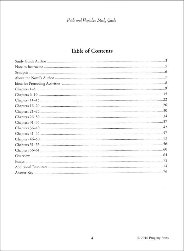 Pride and Prejudice Study Guide | Progeny Press | 9781586095130