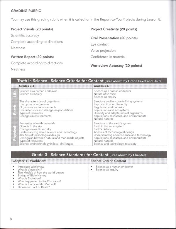 Truth in Science Grade 3 Answer Key Truth in Science 9781933267531