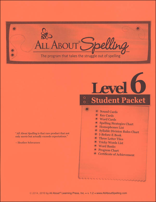 All About Spelling Level 6 Student Material Packet