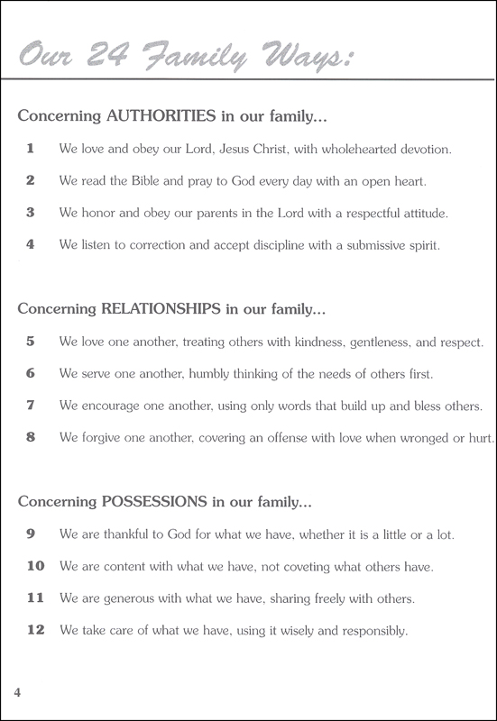 Our 24 Family Ways: A Family Devotional Guide 