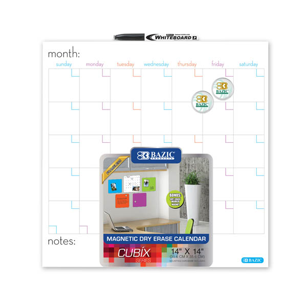 Cubix Magnetic Dry Erase Calendar 14"x14"