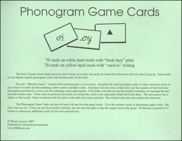 Phonogram Game Cards | Back Home Industries