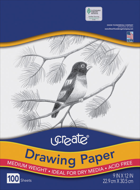 Art1st Medium Weight Smooth White Drawing Paper- 9" x 12" - 100 Sheets