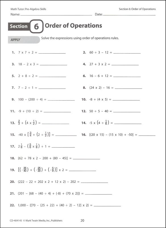 Math Tutor: Pre-Algebra Skills | Carson-Dellosa | 9781580375771