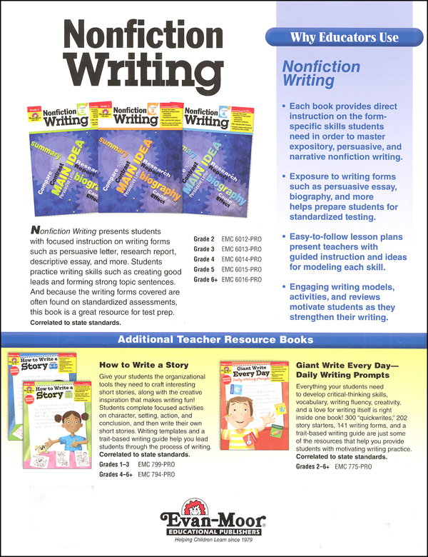 Nonfiction Writing Grade 6 | Evan-Moor | 9781609631734