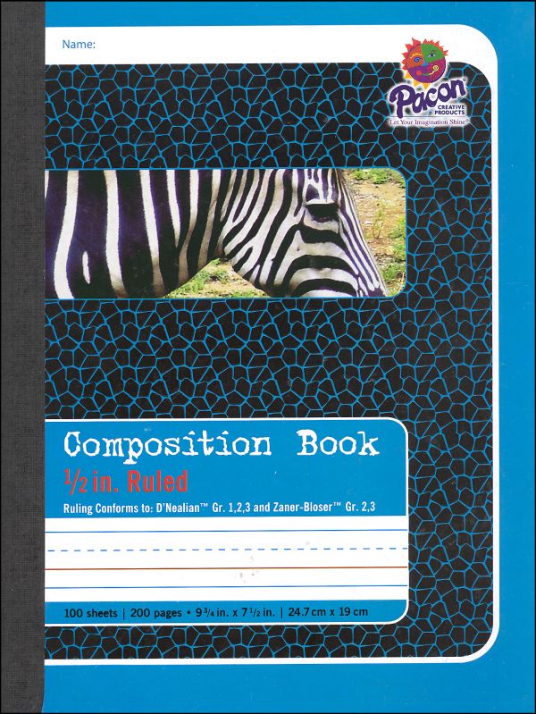 Composition Book - D'Nealian (1-3), Zaner-Bloser (2-3) 1/2" Ruled
