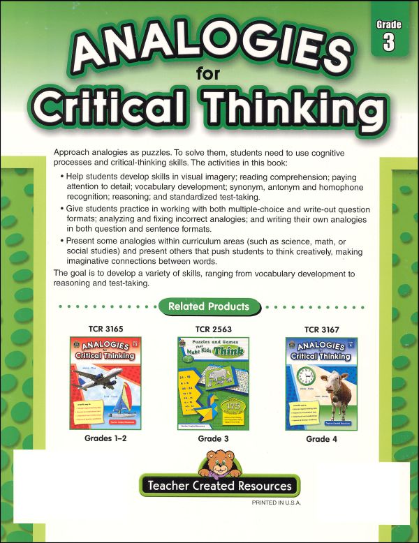 analogies for critical thinking grade 3 pdf