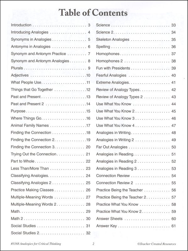 Math analogies critical thinking picture