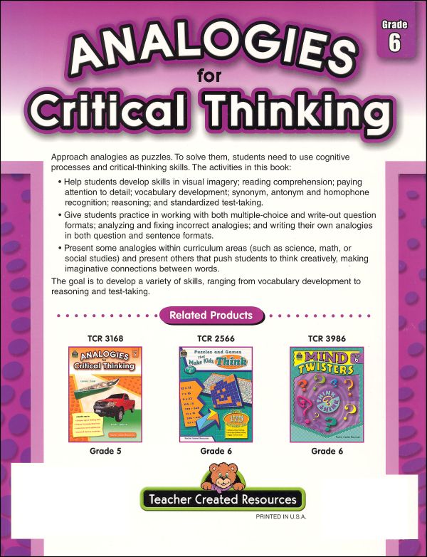 analogies for critical thinking grade 6 teacher created resources