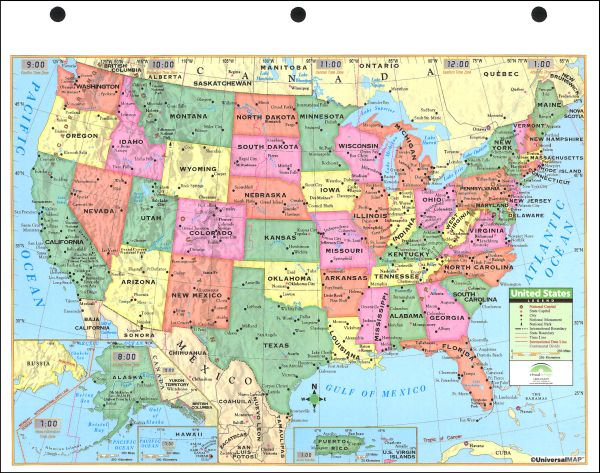 US Notebook Map with US Facts | UniversalMap