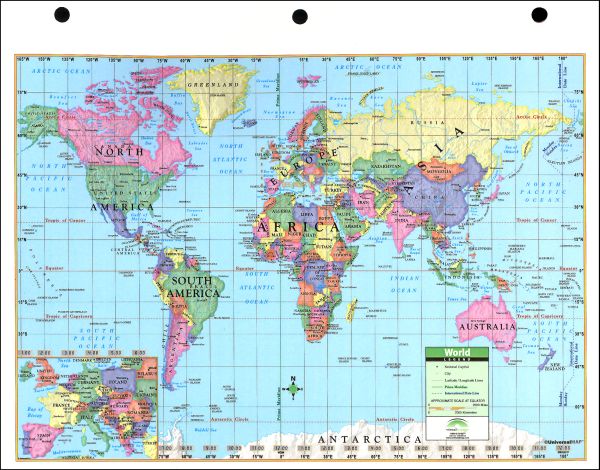 World Notebook Map with World Facts | UniversalMap | 9780762569236