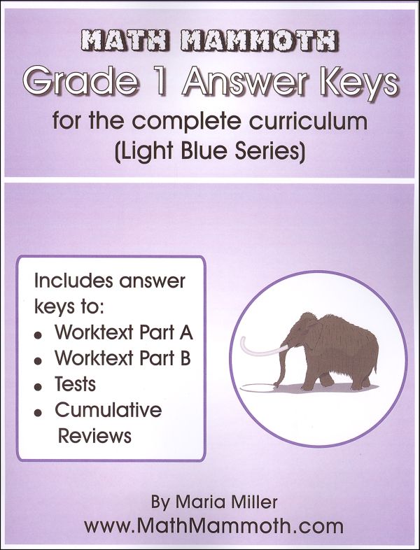 Math Mammoth Light Blue Series Grade 1 Answer Keys