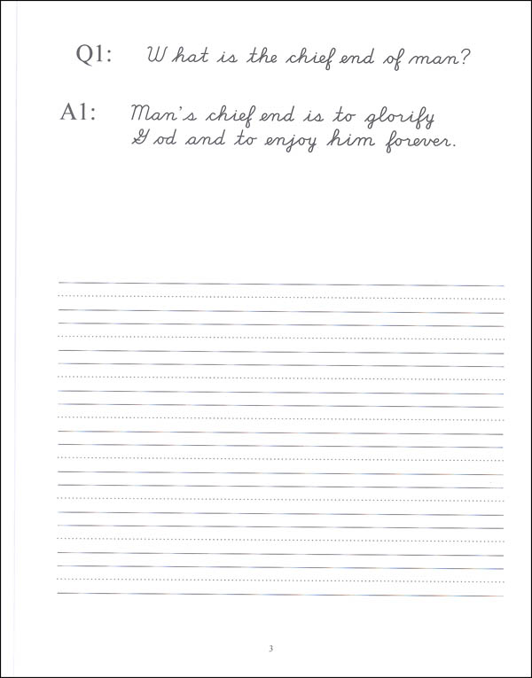 Westminster Catechism Copybooks, Modern Style Cursive, Ruled Lines