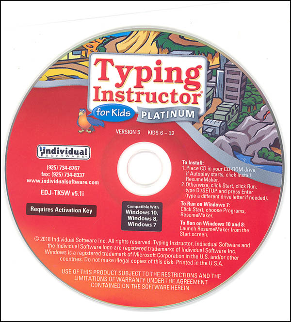 Typing Instructor for Kids Platinum 5.0 Windows in paper sleeve