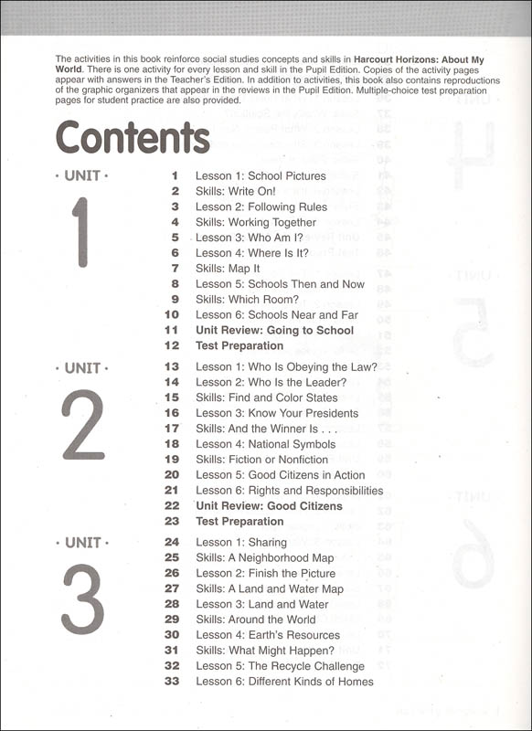 Harcourt Horizons Grade 1 About My World Homeschool Package With Parent