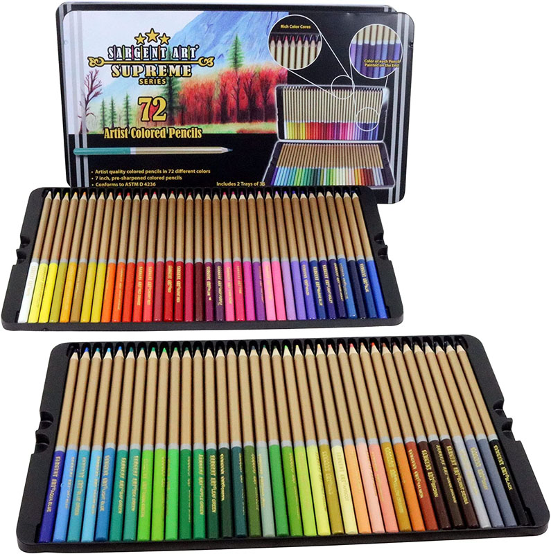 Sargent Supreme Artist Colored Pencil Set with Tin Storage Case (72