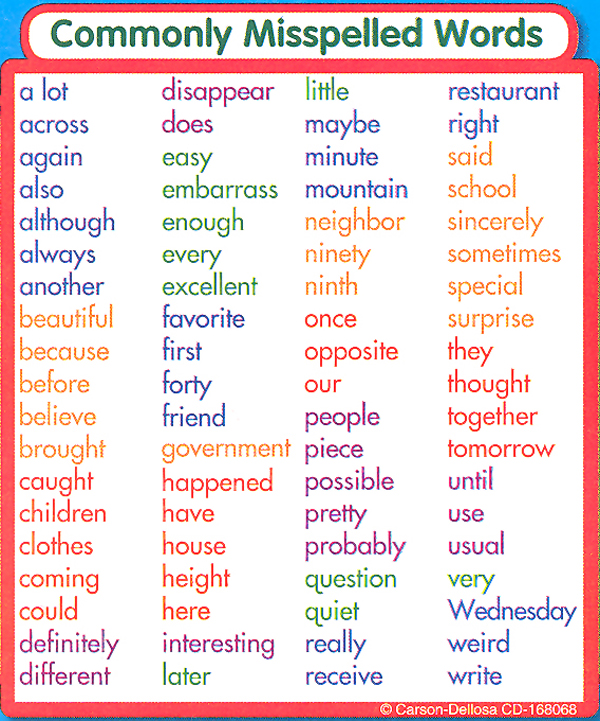 Commonly Misspelled Words Study Buddy Sticker | Carson-Dellosa |