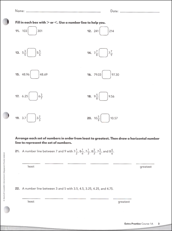 Math in Focus Course 1 Grade 6 Extra Practice A | Marshall Cavendish ...