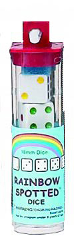 Rainbow Spotted Dice (5 in tube)