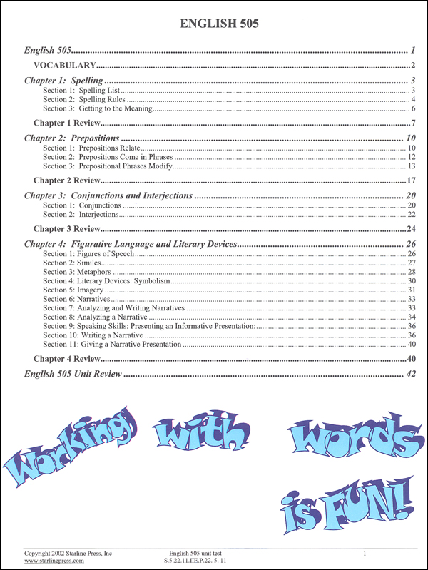English 5th Grade Set | Starline Press