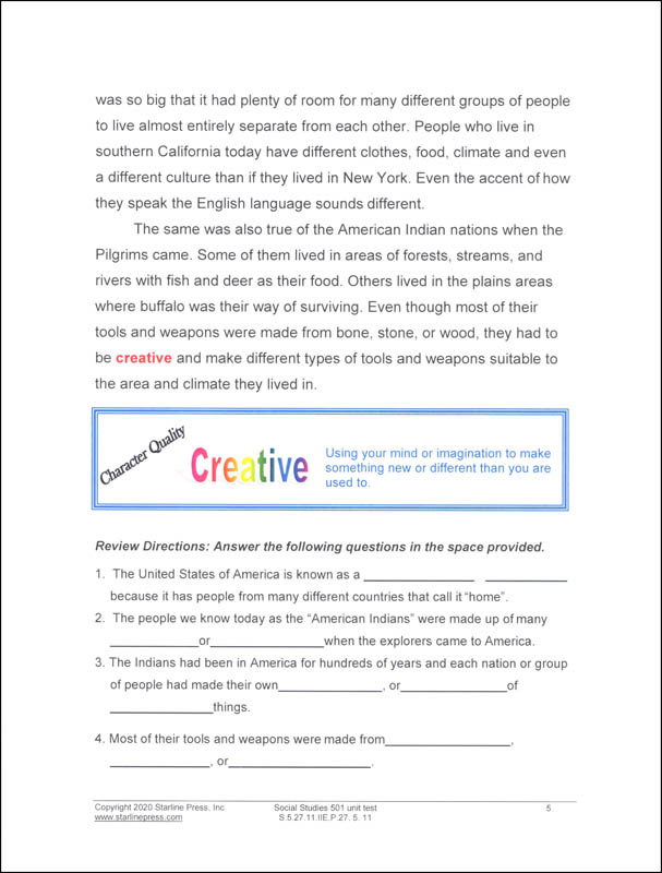 Social Studies 5th Grade Set | Starline Press