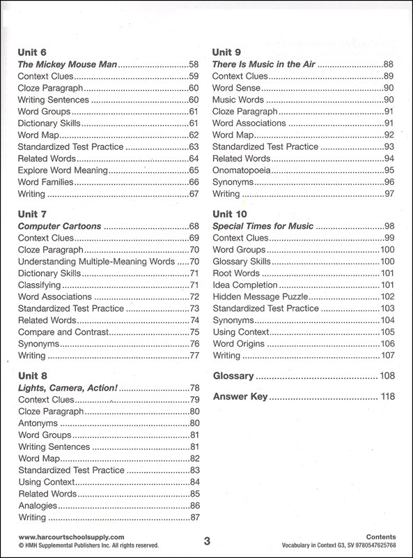 Vocabulary in context for common core standards grade 3 steck vaughn