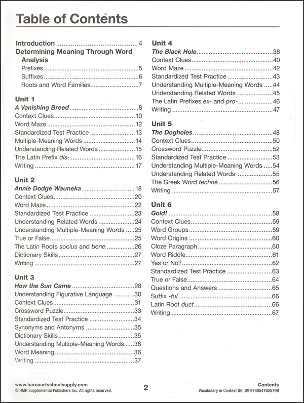 Vocabulary in context for common core standards grade 6 steck vaughn