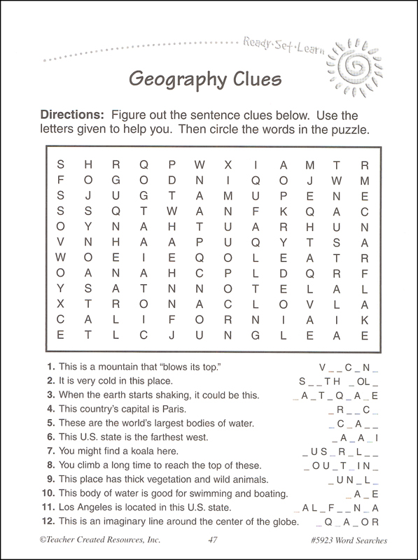 Word Searches Grade 3 (Ready, Set, Learn) | Teacher Created Resources
